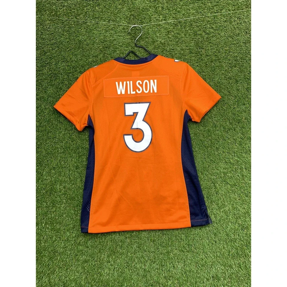 Denver Broncos Nike Jersey Mens Small #3 Russell Wilson NFL On Fit Orange